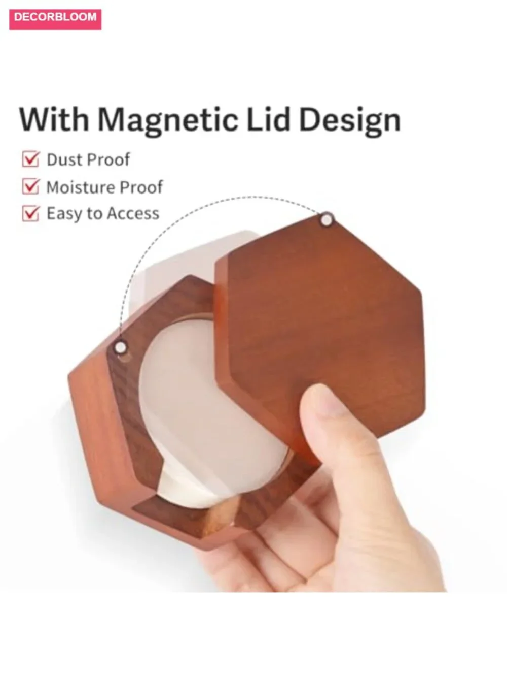 Espresso Coffee Paper Filter Holder - Wooden Storage with Lid - Holds 100